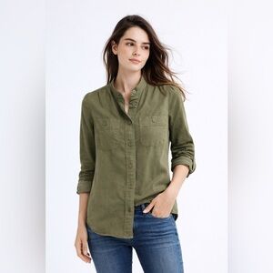 J.Crew Point Sur Twill Button-Down Shirt – Olive Green | XXS